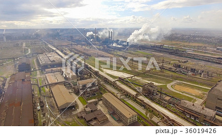 Aerial view of industrial steel plant. Aerial Aerial view of industrial steel plant. Aerial 36019426
