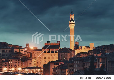 Siena evening with bell tower Siena evening with bell tower 36023306