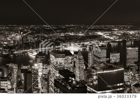New York City downtown at night 36023379