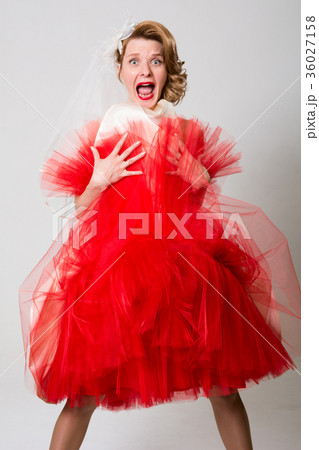 Portrait of an emotional bride in horror. Portrait of an emotional bride in horror. 36027158