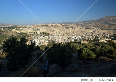 モロッコ　南の砦よりフェズのメディナを一望 36027483