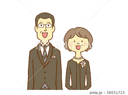 正装のミドル男女　笑う　白コサージュ 36031723