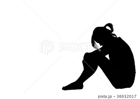 Woman sad depressed sitting isolated background. - Stock Illustration  [36032017] - PIXTA
