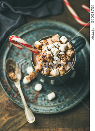 Christmas hot chocolate with marshmallows and 36033736
