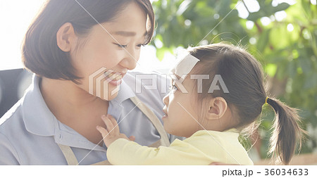熱を出した子供と保育士 36034633