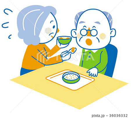 老老介護 食事介助のイラスト素材 老老介護 食事介助のイラスト素材