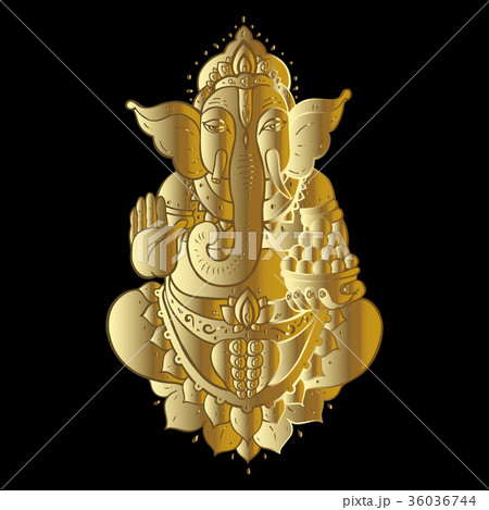 Golden Ganapati Meditation in lotus pose 36036744