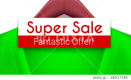Super sale ad banner. Green jacket with tag Super sale ad banner. Green jacket with tag 36037285