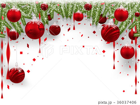 Christmas Background with Red Baubles 36037406