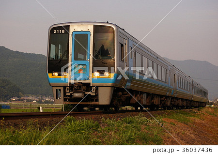 夏の夕日を浴び松山を目指す特急宇和海　 36037436