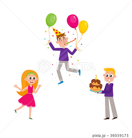 Set of people having fun at birthday party 36039173