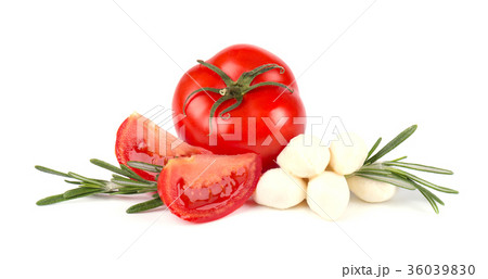 Mozzarella with tomato isolated on a white  Mozzarella with tomato isolated on a white  36039830