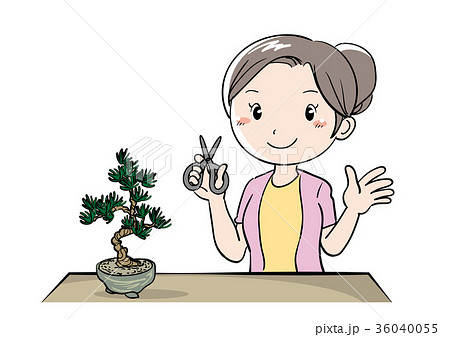 盆栽のイメージ 女性のイラスト素材