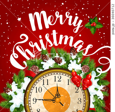 Christmas midnight clock card for New Year design 36040712
