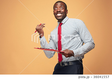 Attractive standing Afro-American businessman 36041557