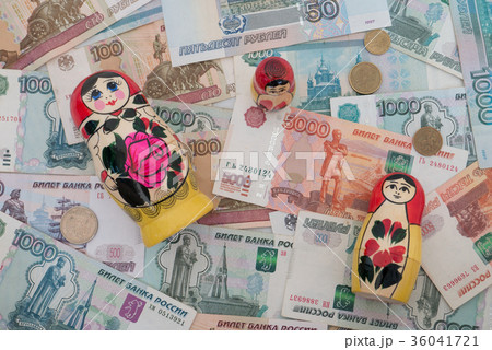 Russian Rubles (RU) currency banknote and coin 36041721