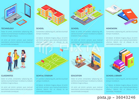 Collection of Posters with Text Devoted to School 36043246