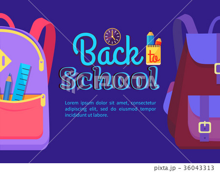 Back to School Poster with Schoolchild Rucksack Back to School Poster with Schoolchild Rucksack 36043313