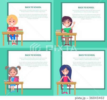Back to School Set of Vector Illustrations Kids Back to School Set of Vector Illustrations Kids 36043402