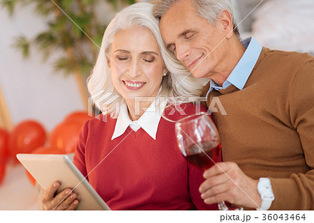 Loving retired husband and wife enjoying their 36043464