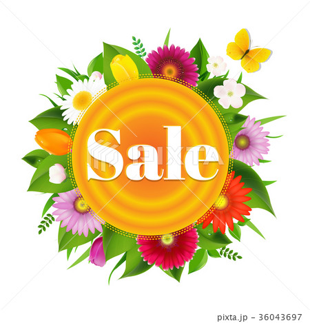 Sale Banner Ball From Flowers With Butterfly Sale Banner Ball From Flowers With Butterfly 36043697