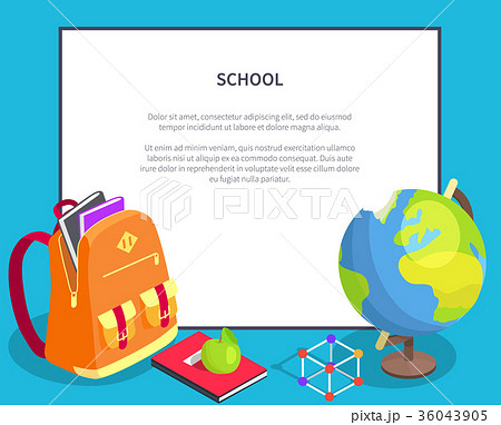 Back to School Poster with Geographical Globe Book 36043905