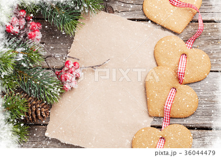 Christmas fir tree and heart gingerbread cookies Christmas fir tree and heart gingerbread cookies 36044479