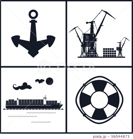 Set of maritime icons, vector illustration 36044873