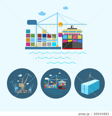 Cranes with Containers  36044883