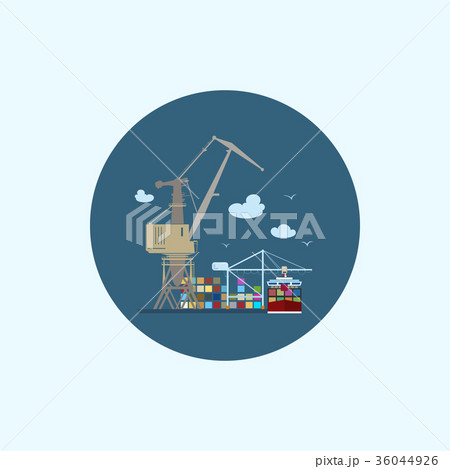 Icon with colored cargo container ship  36044926