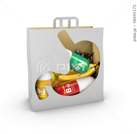 Minerals in the shopping bag. isolated white 36045172