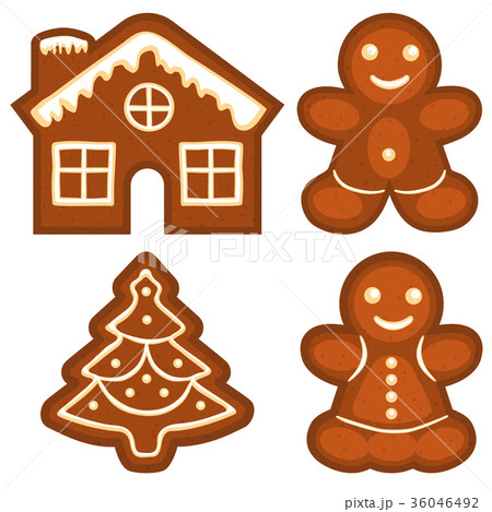 Ginger bread cookie icon logo colorful bright set. Ginger bread cookie icon logo colorful bright set. 36046492