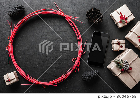 greeting card with new year and christmas message. 36046768