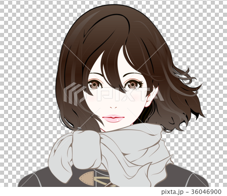 女性の表情 / 冬服 / 真顔 / なびく髪 36046900