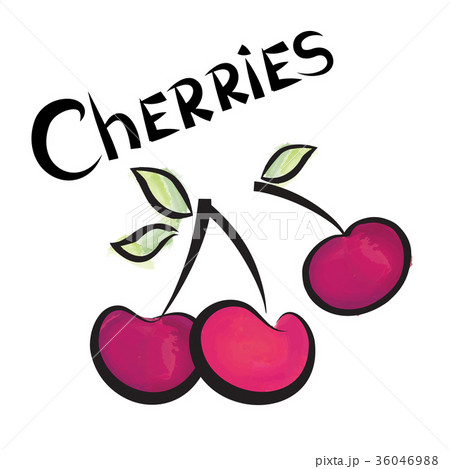 Cherry sign. Berry fruit tag. Fresh product label 36046988