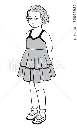 Kid portrait. Unhappy baby girl in summer dress Kid portrait. Unhappy baby girl in summer dress 36046989