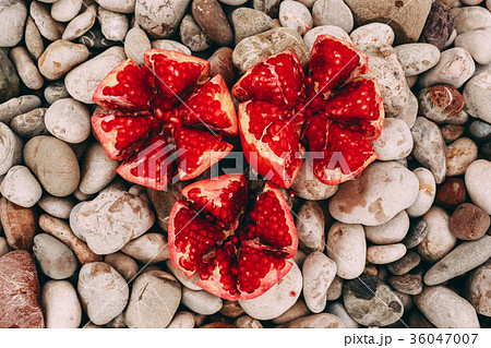 pomegranate on stony background pomegranate on stony background 36047007