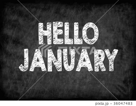 hello january. Black board with texture, background 36047483