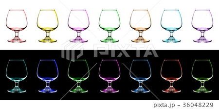 Empty brandy glass. Multiple color isolated 36048229