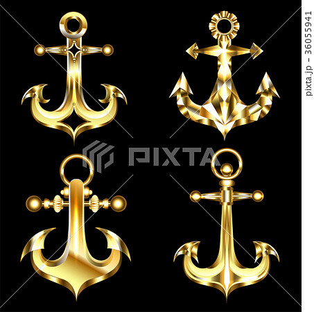 сSet of gold anchors 36055941