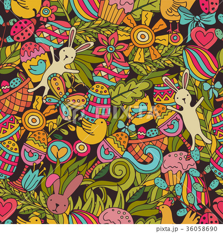 Cartoon hand drawn Doodle Happy Easter 36058690