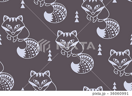 Snow foxes seamless pattern with 36060991