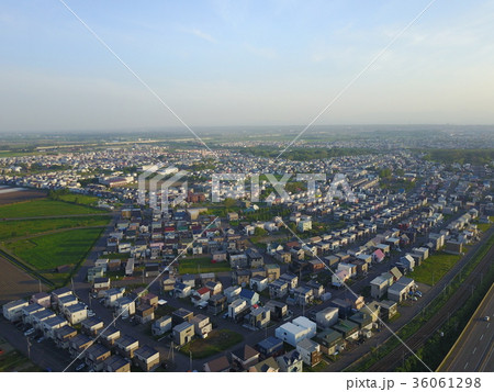 江別の街並み 空撮 江別の街並み 空撮 36061298