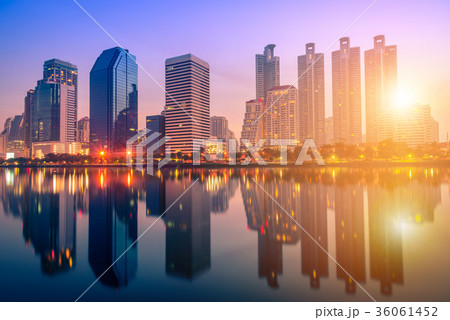 Cityscape image of Benchakitti Park at sunrise  Cityscape image of Benchakitti Park at sunrise  36061452