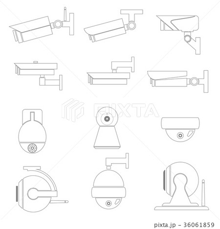 Security CCTV camera icons catalogue., Vector 36061859