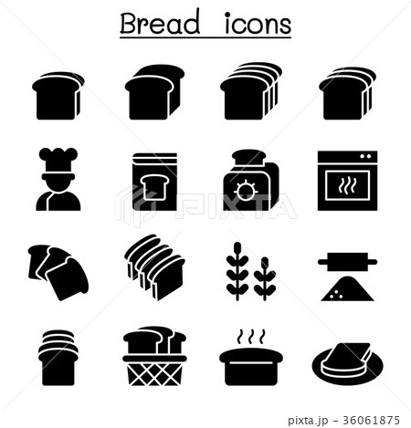 Bread, Loaf, Bakery & Pastry icon set 36061875