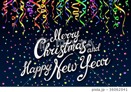 Merry Christmas and Happy New Year on black  36062041