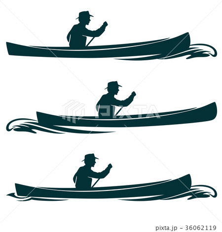 man in canoe boat side view vector design set man in canoe boat side view vector design set 36062119