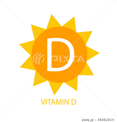 Vitamin D Icon with Sun Vector Illustration Vitamin D Icon with Sun Vector Illustration 36062814