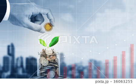 Business growth and investment, saving money  36063255